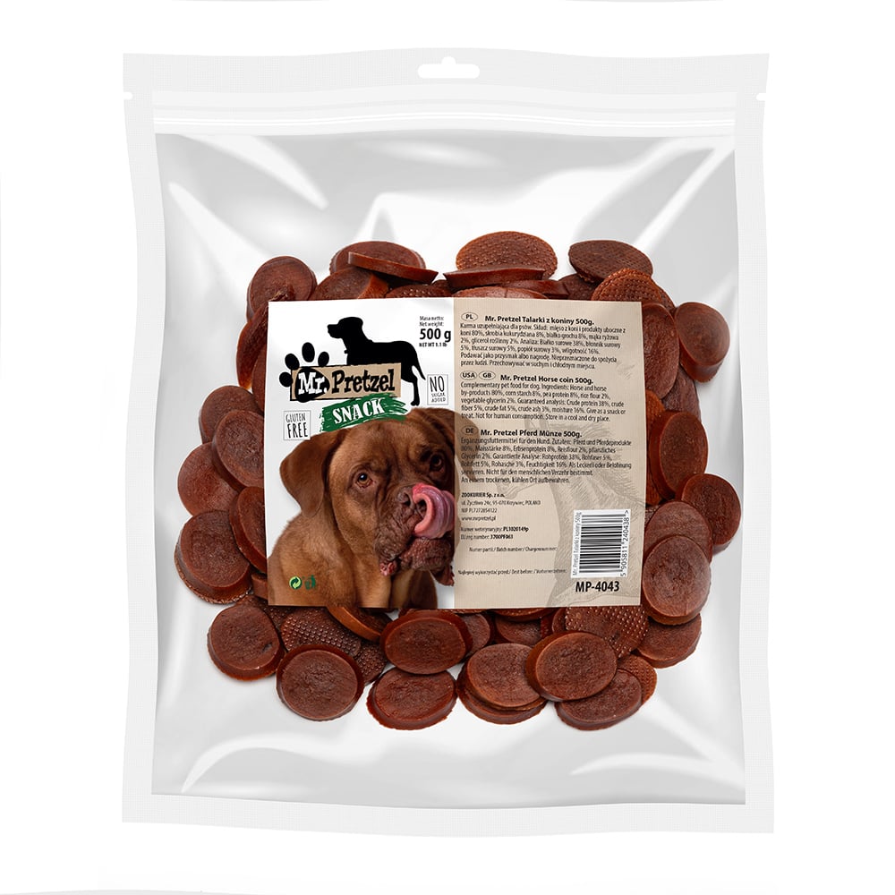 MR. PRETZEL Pferd Münze Snacks mit Pferd für Hunde 500g
