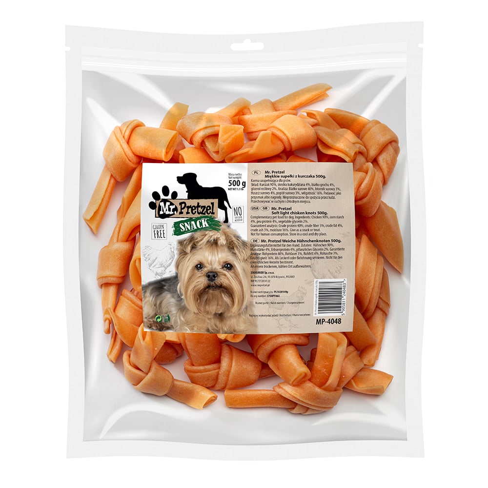 MR. PRETZEL Weiche Hühnerknoten Snacks für Hunde 500g