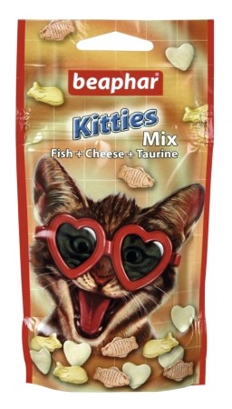 BEAPHAR Kitty`S mix Herzförmiger Leckerbissen mit Taurin, Biotin, Eiweiß und Käse für Katzen 180 St.