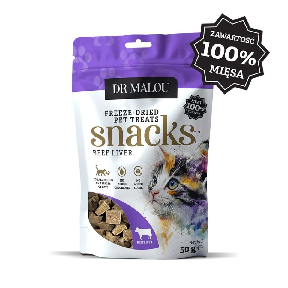DR MALOU 100% gefriergetrockene Rinderleber Snacks für Katzen 50g