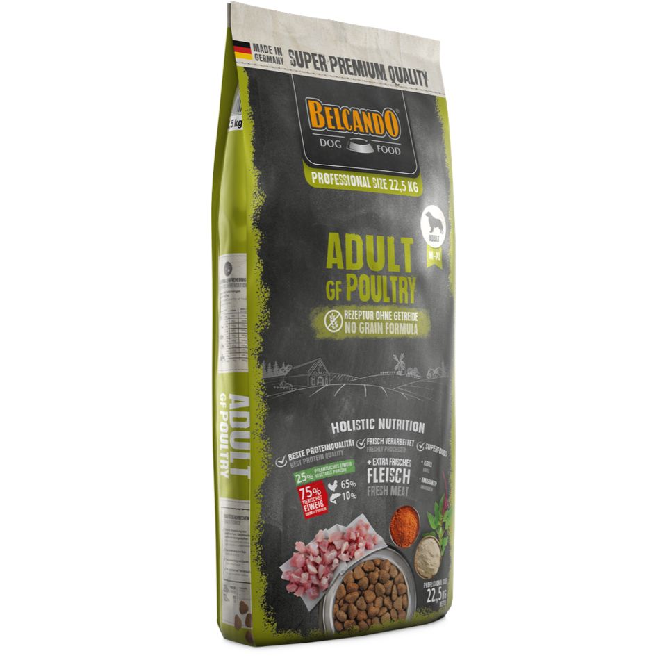 BELCANDO Grain Free Adult Poultry getreidefreies Futter für adute M-XL Hunde 22,5 kg