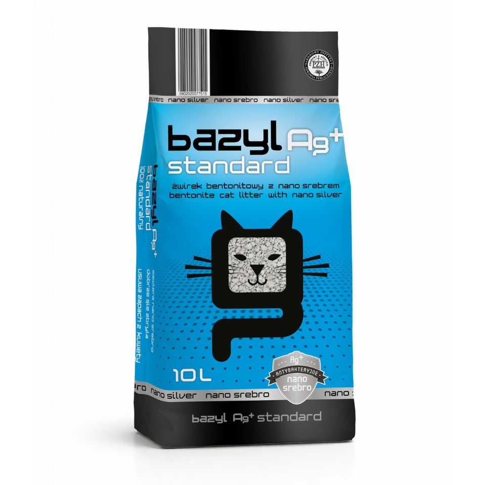 BAZYL Ag+ Standard 10 l Bentonit-Katzenstreu mit Nanosilber