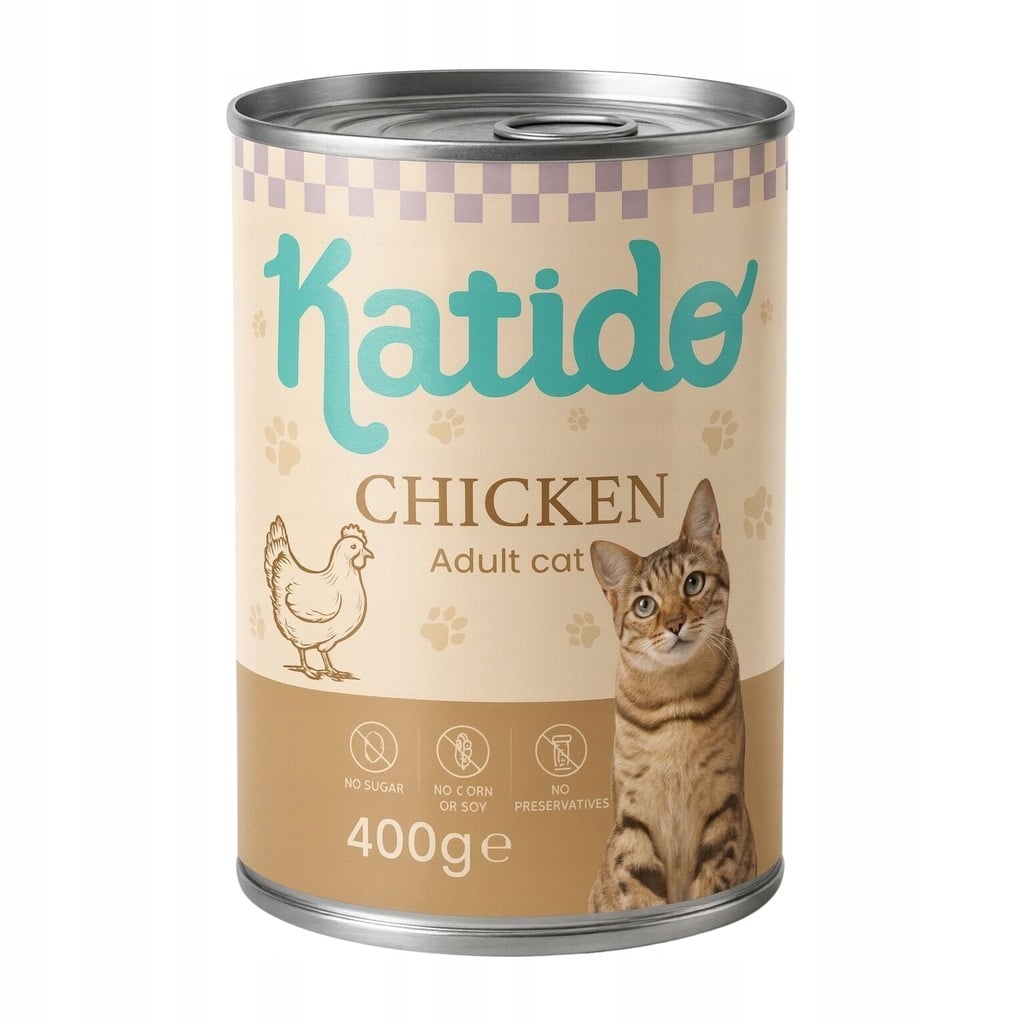 KATIDO Adult Cat Chicken Nassfutter Huhn mit Lachsöl für Katzen 400 g