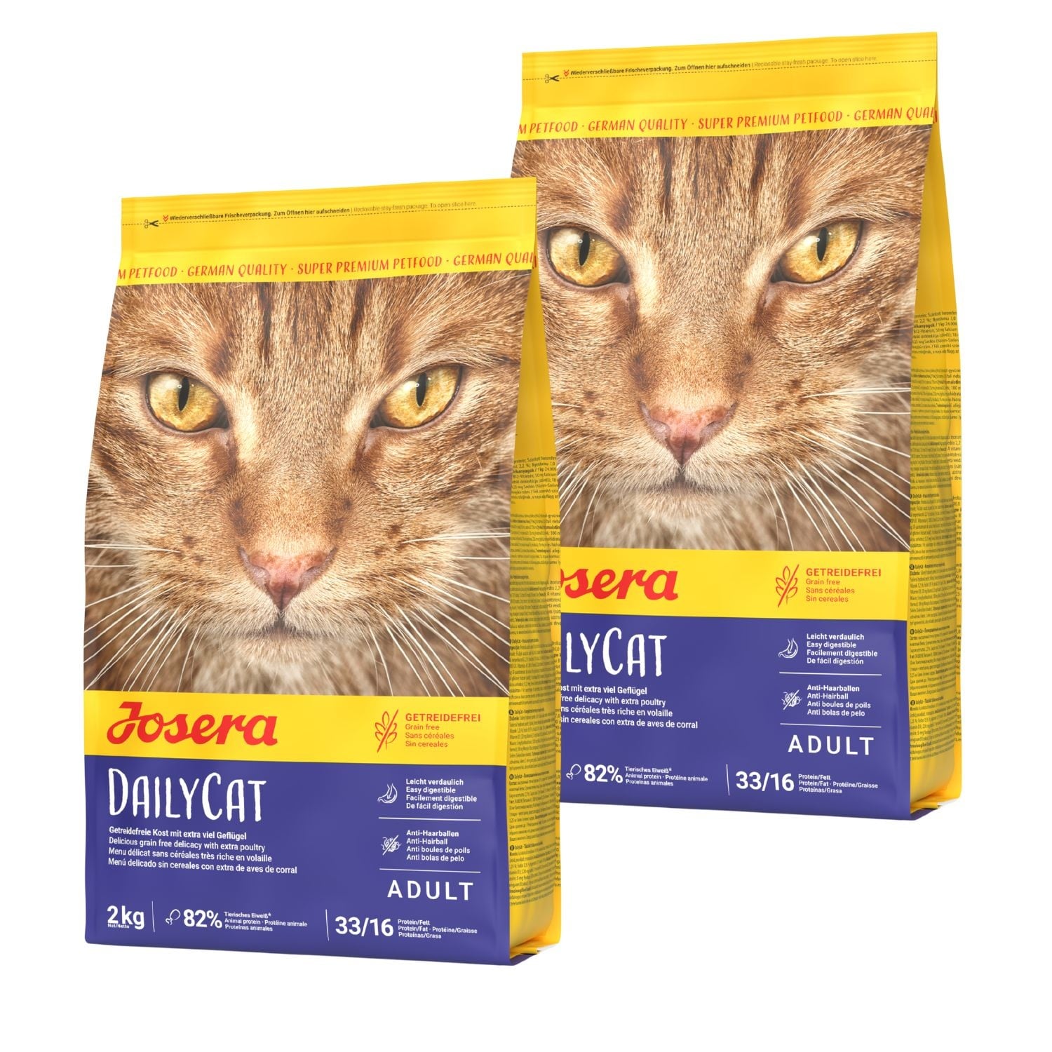 JOSERA Daily Cat getreidefreies Futter für ausgewachsene Katzen 2x2 kg