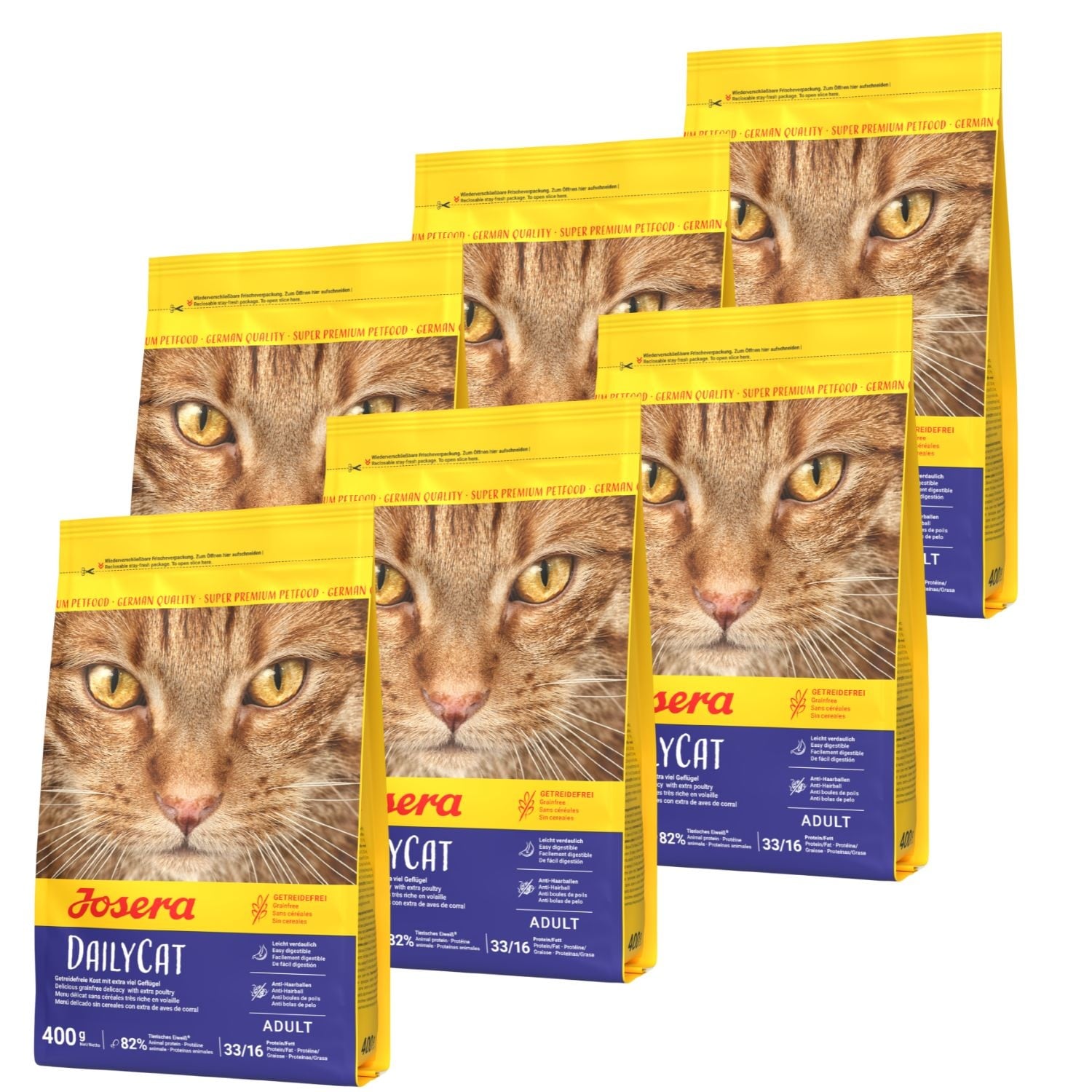JOSERA Daily Cat getreidefreies Futter für ausgewachsene Katzen 6x400 g