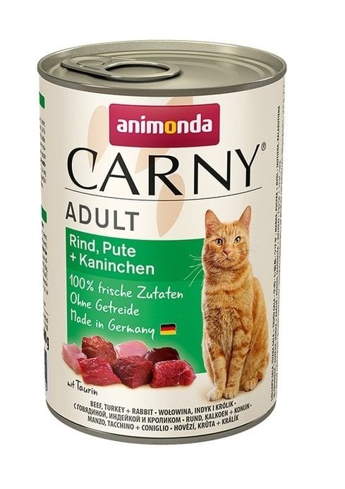 ANIMONDA Carny Nassfutter mit Rind, Pute + Kaninchen für adulte Katzen getreidefrei 400 g