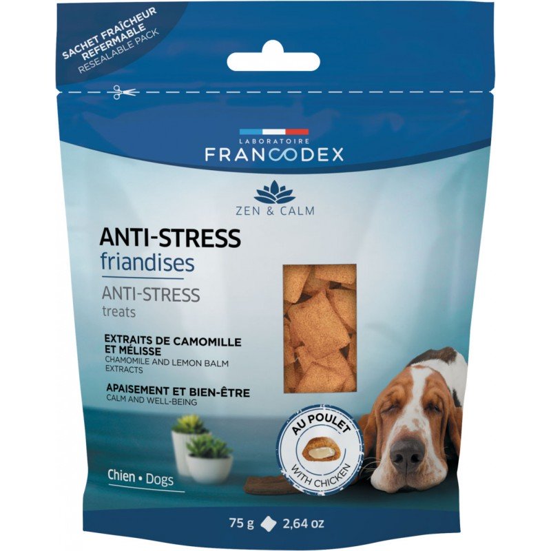 FRANCODEX Zahnpflegesnack mit Huhn für adulte Hunde aller Rassen für überaktive und ängstliche Hunde 75 g