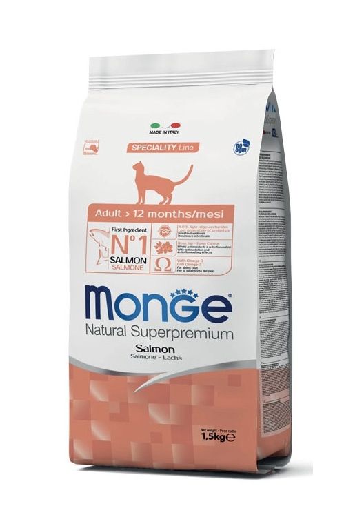 MONGE Cat Salmon Katzenfutter für Erwachsene mit Lachs 1,5 kg