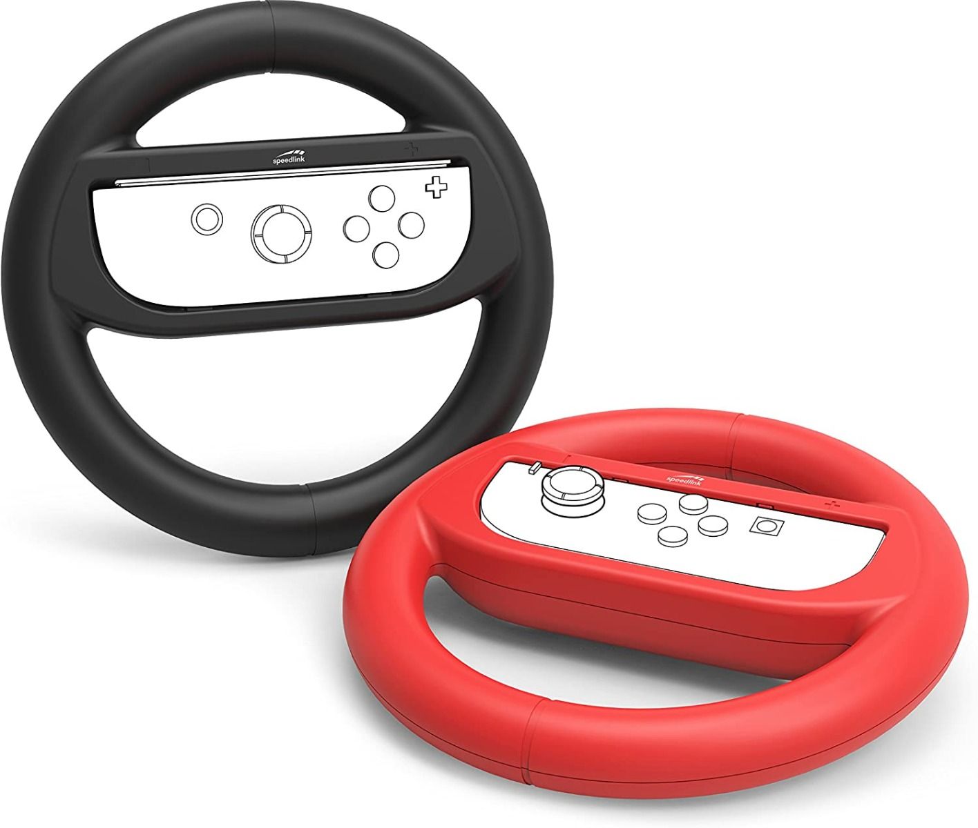 Speedlink Lenkrad-Aufsatz-Set für Nintendo Switch - RAPID Racing Wheel Set rot und schwarz