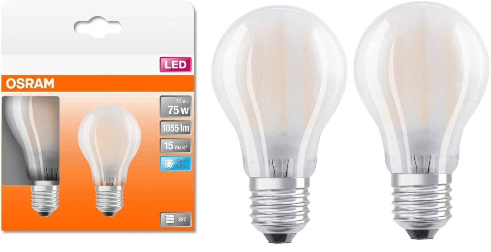  OSRAM E27 LED Lampe Glühbirne Leuchtmittel Kaltweiß 7.5W [2ER]
