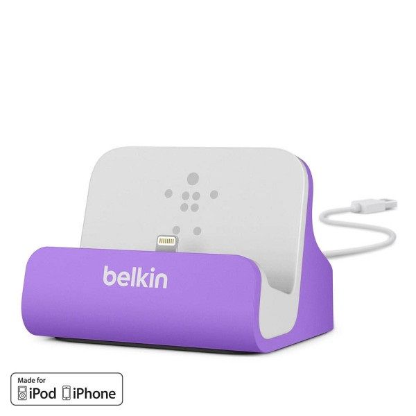 Belkin Lightning Lade/Sync-Dockingstation inkl1,2m USB-Kabel für iPhone lila