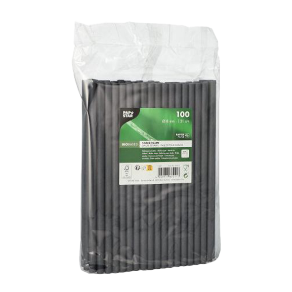 PAPSTAR Pure Shake-Halme, Papier Ø 8 mm · 21 cm schwarz