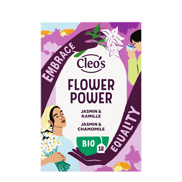 Cleo's 'Flower Power' Bio Grüntee mit Blüten, 18 Teebeutel