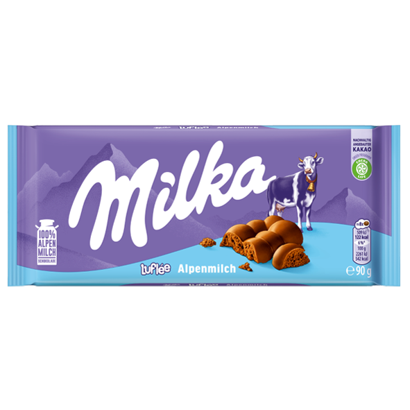Milka Tafelschokolade Luflee Alpenmilch, 90g