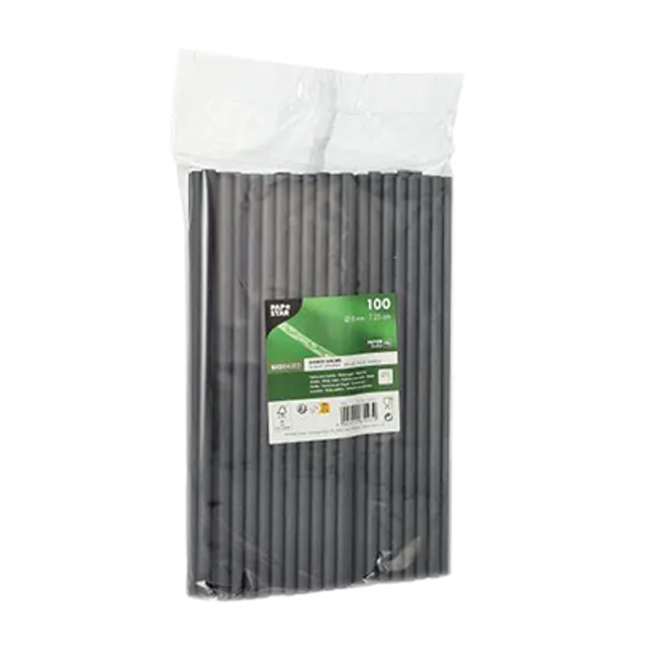 PAPSTAR Pure Shake-Halme, Papier Ø 8 mm · 25 cm schwarz