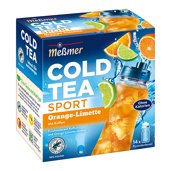 Meßmer Cold Tea Sport Orange-Limette mit Koffein, 14 Pyramidenbeutel
