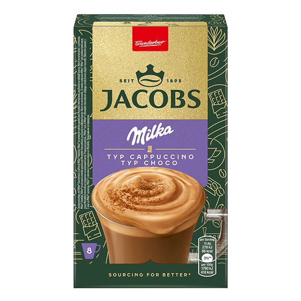Jacobs Typ Cappuccino Choco Milka Sticks, 8 Portionen