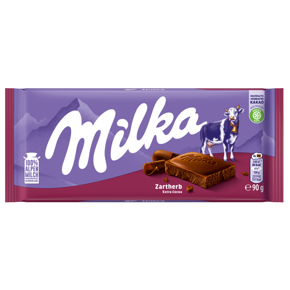Milka Tafelschokolade Zartherb, 90g