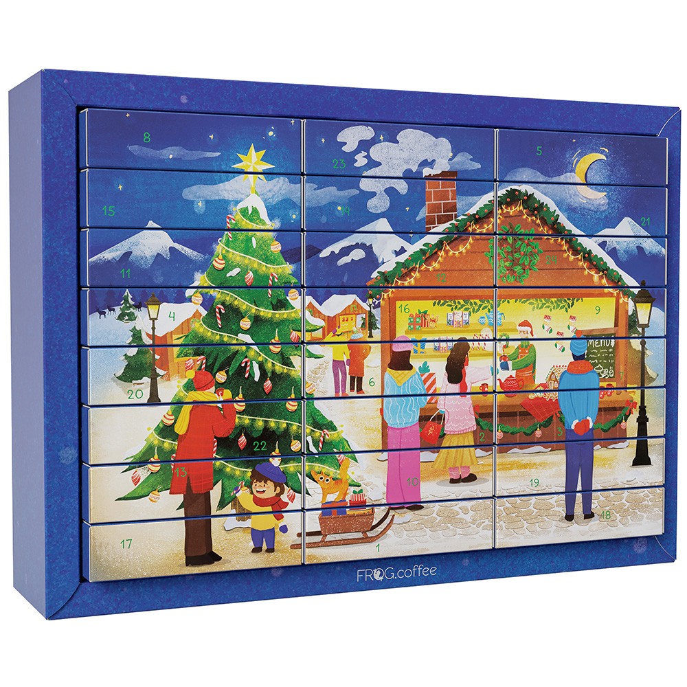 Tee-Adventskalender von FROG.coffee, 48 Teebeutel in 24 verschiedenen Sorten