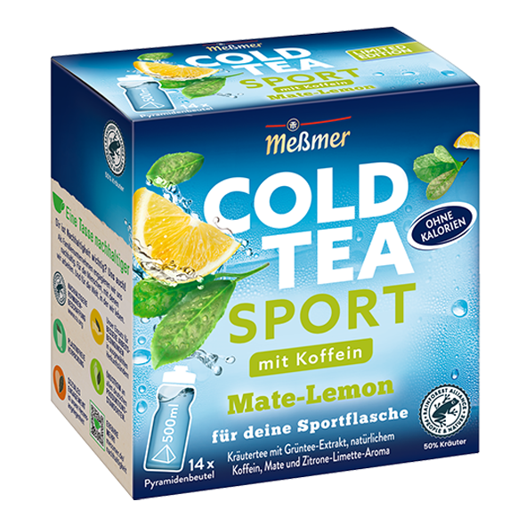 Meßmer Cold Tea Sport Mate-Lemon mit Koffein, 14 Pyramidenbeutel