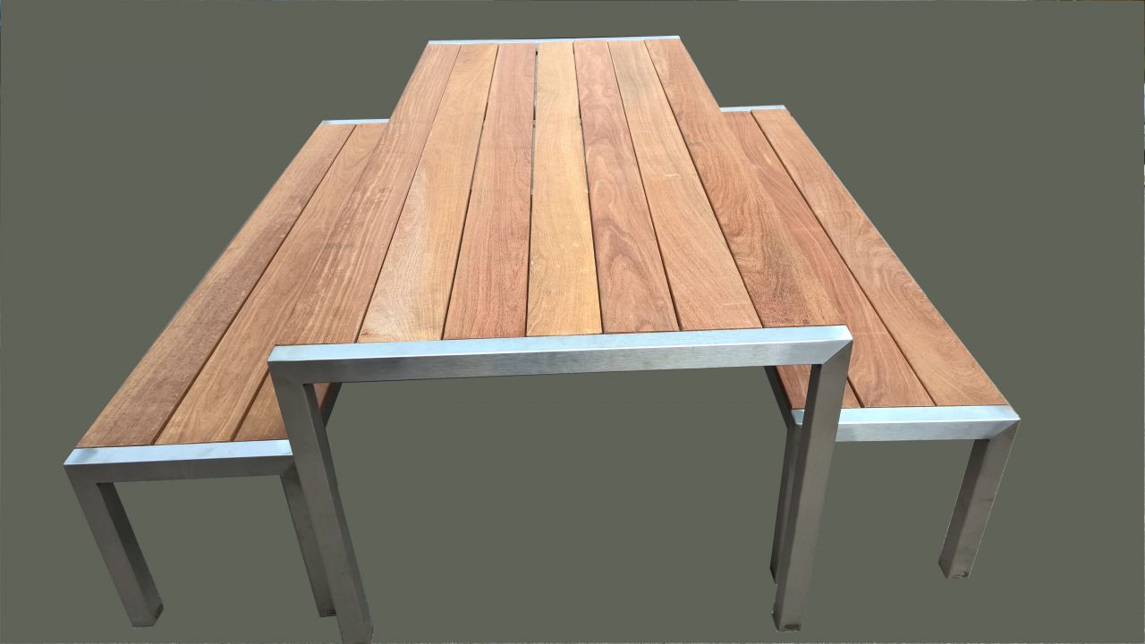 Edelstahlmöbel Edelstahl Gartenmöbel Set Cumaru