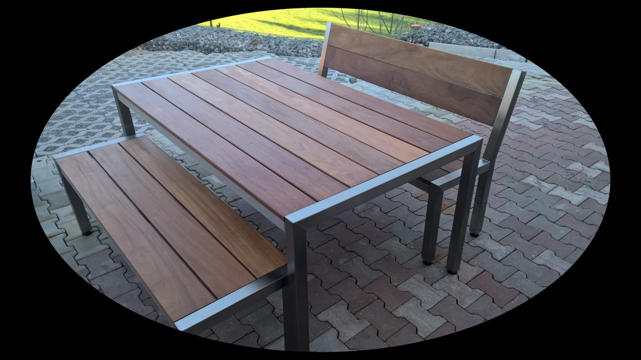 Edelstahlmöbel Edelstahl Gartenmöbel Set Cumaru #1