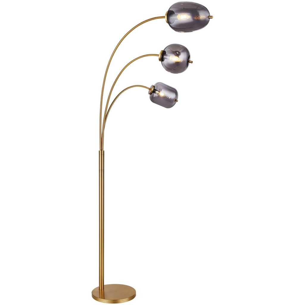 GLOBO Stehlampe messing Glas Metall B/H/T: ca. 60x175x80 cm 3 Brennstellen