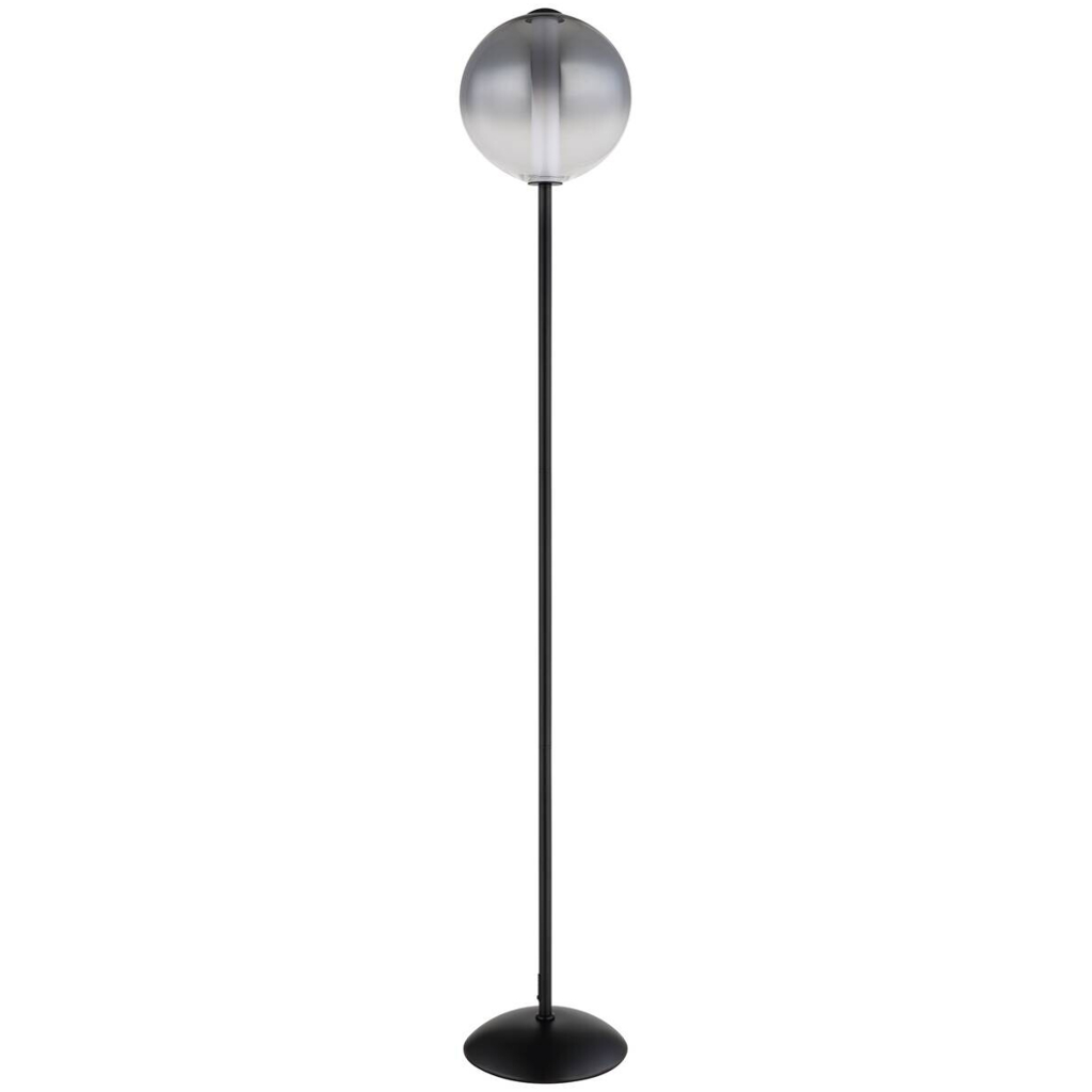 GLOBO Stehlampe mattschwarz Opal Rauch Glas Metall H/D: ca. 152x25 cm 1 Brennstellen