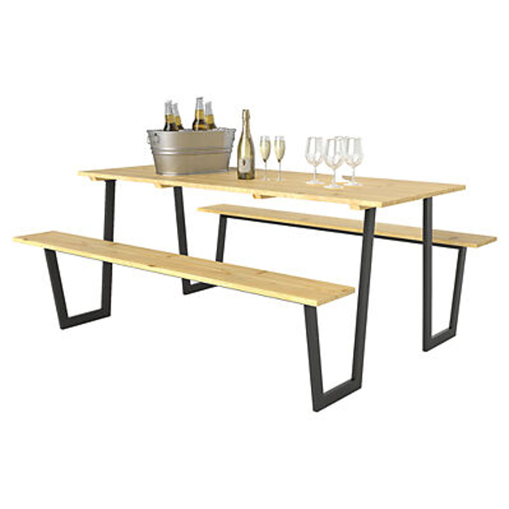 Outsunny Bierzeltgarnitur Holzoptik Holz B/H/L: ca. 148x78x175 cm