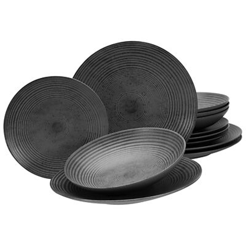 CreaTable Tafelservice Catania anthrazit Steinzeug 12 tlg.