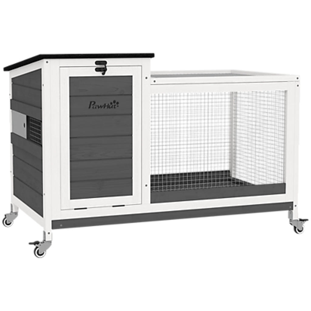 PawHut Kaninchenstall dunkelgrau Stahl B/H/L: ca. 52x67x92 cm