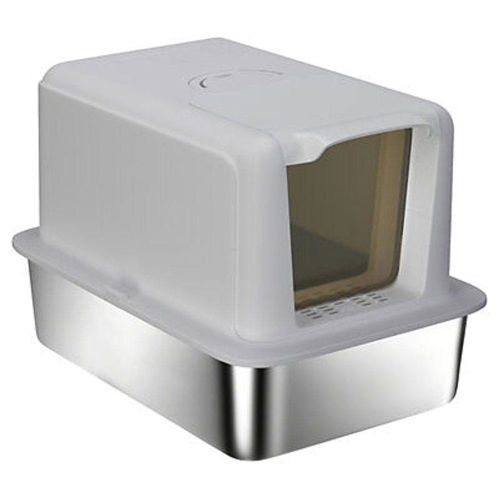 PawHut Katzentoilette grau Kunststoff B/H/L: ca. 60,5x41,5x40,5 cm