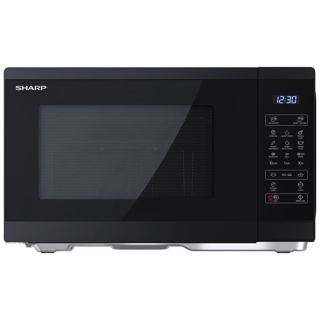 Sharp Mikrowelle mit Grill YC-MG252AE-B schwarz Stahl B/H/T: ca. 47,2x28x34,5 cm