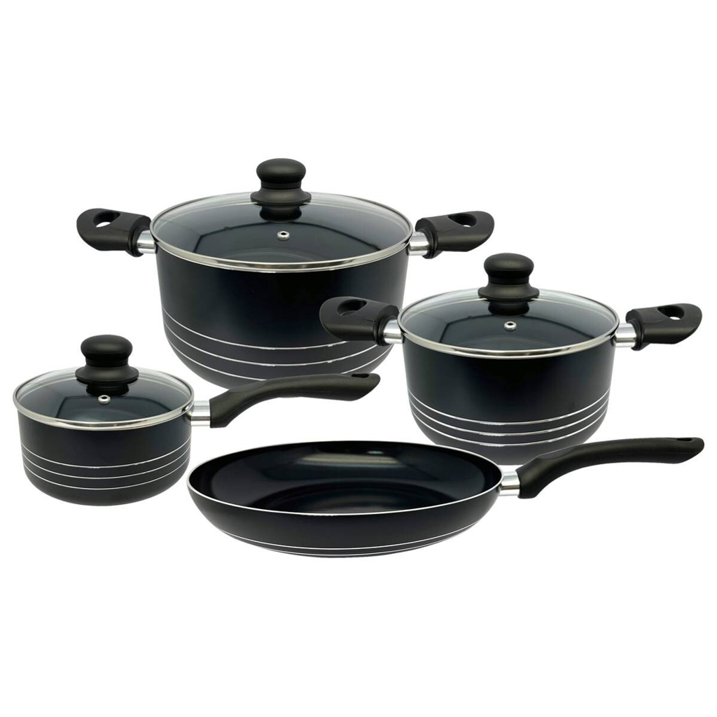 POCOline Topfset schwarz Aluminium 7 tlg.