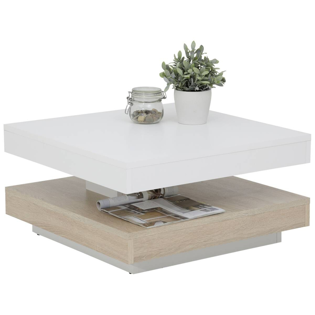 Hela Couchtisch ANDY weiß Eiche Sonoma Holzwerkstoff Holzwerkstoff B/H/T: ca. 67x35x67 cm