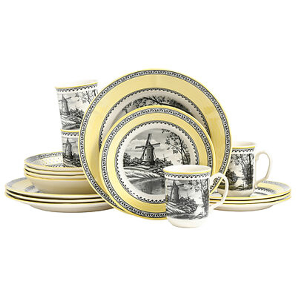 CreaTable Tafelservice Windmühle gelb Steingut 16 tlg.