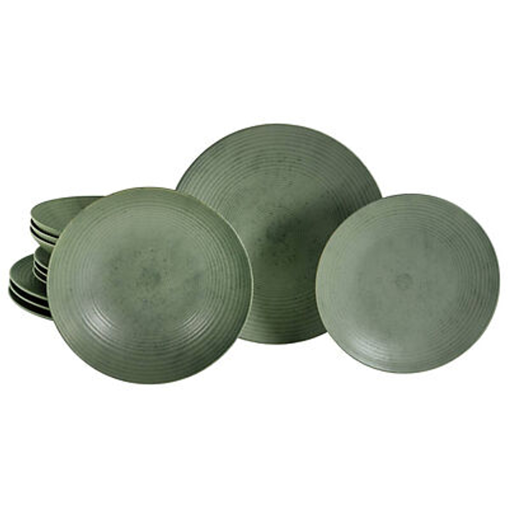 CreaTable Tafelservice Catania Eukalyptus grün Steinzeug 12 tlg.