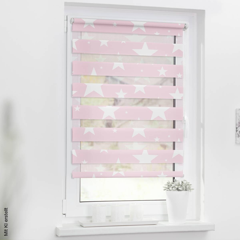 LICHTBLICK Doppelrollo Duo Sterne rosa B/T: ca. 60x150 cm