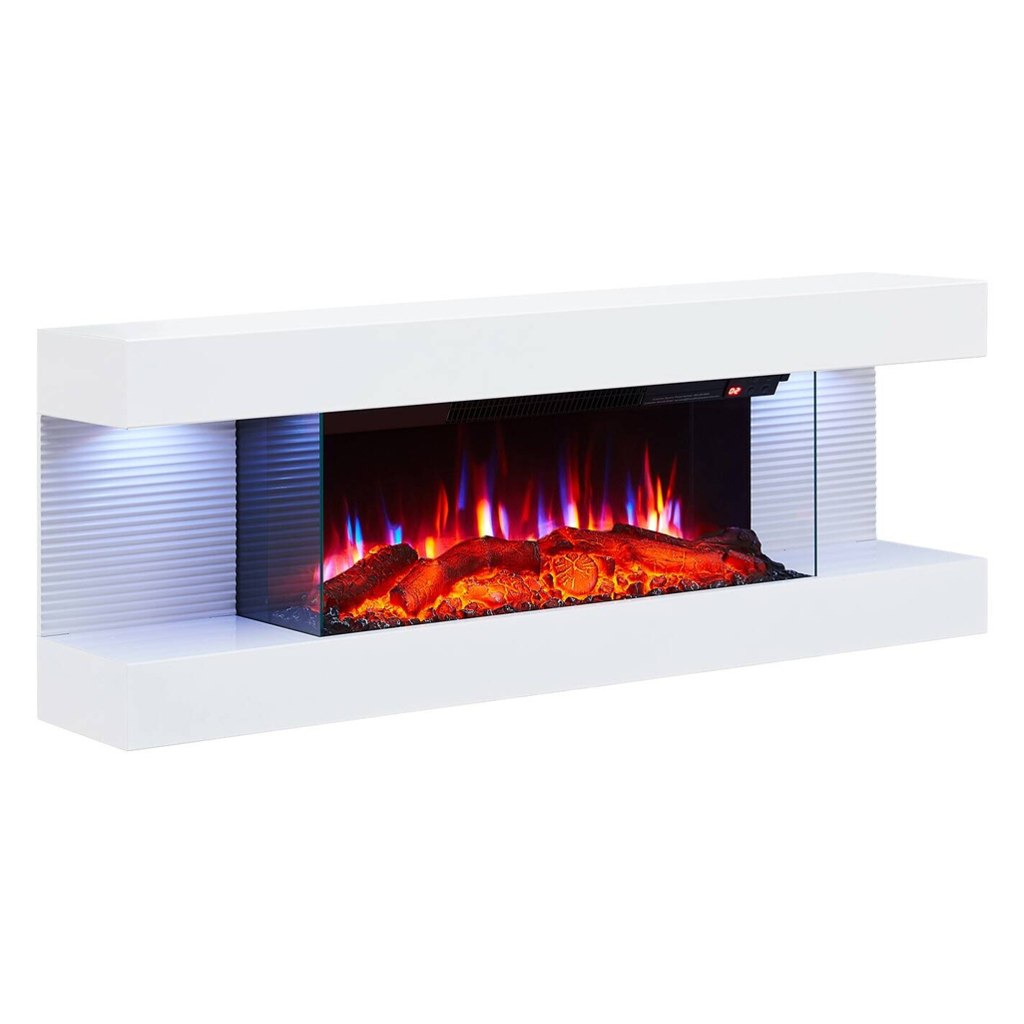 Balderia Elektrischer-Kamin weiß Metall B/H/T: ca. 112x41,8x21,6 cm
