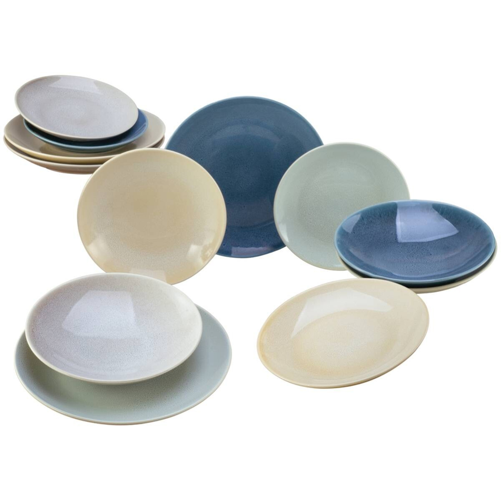 CreaTable Tafelservice Reactive Nordic multicolor Steinzeug 12 tlg.