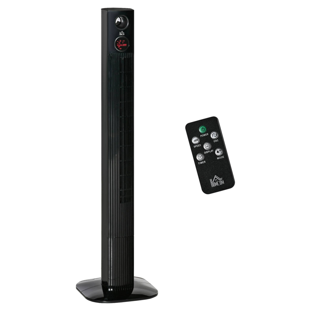 HOMCOM Ventilator schwarz Kunststoff Polypropylen Edelstahl B/H/L: ca. 31,5x31,5x117 cm