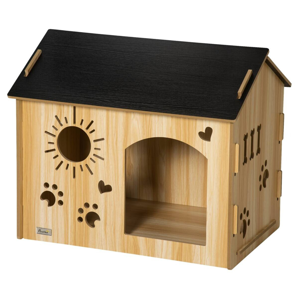 PawHut Hundehütte Eiche MDF B/H/L: ca. 50x58,5x69 cm