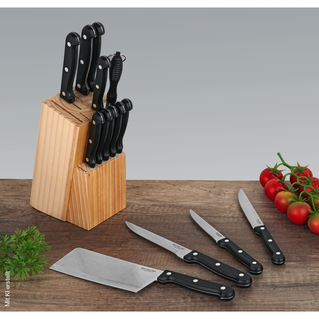 MICHELINO Messerset natur Kiefer 15 tlg.