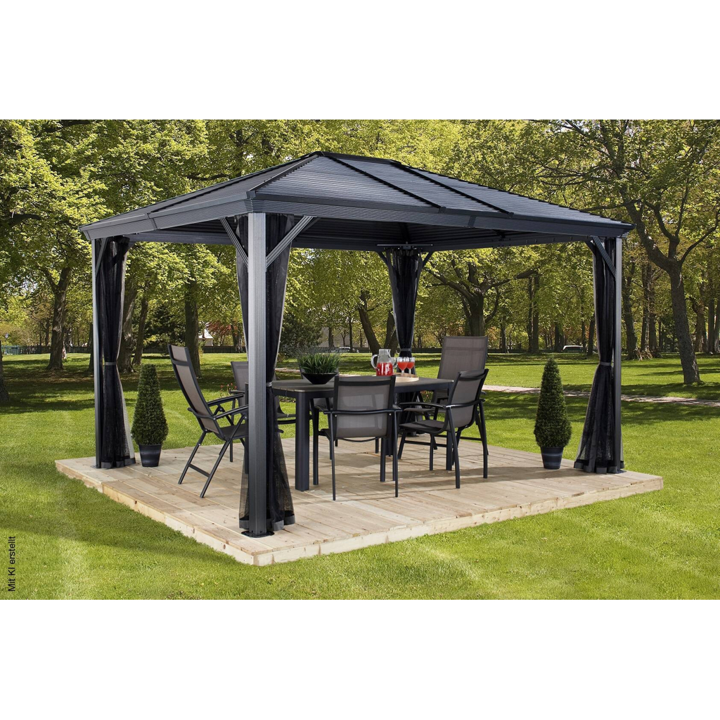 Sojag Pavillon Ventura anthrazit Stahl B/H/L: ca. 296x260x296 cm