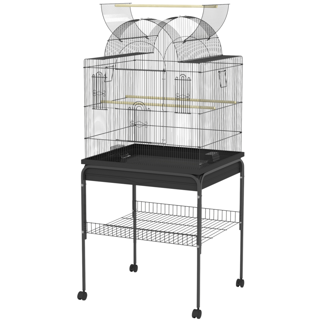 PawHut Vogelkäfig schwarz Stahl B/H/L: ca. 53x144x63 cm