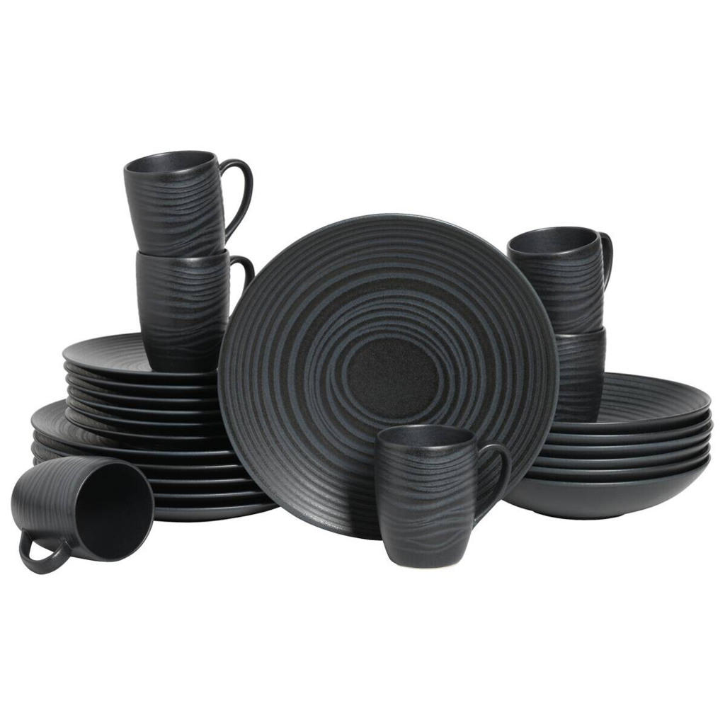 CreaTable Kombiservice Lava Stone schwarz Steinzeug 24 tlg.