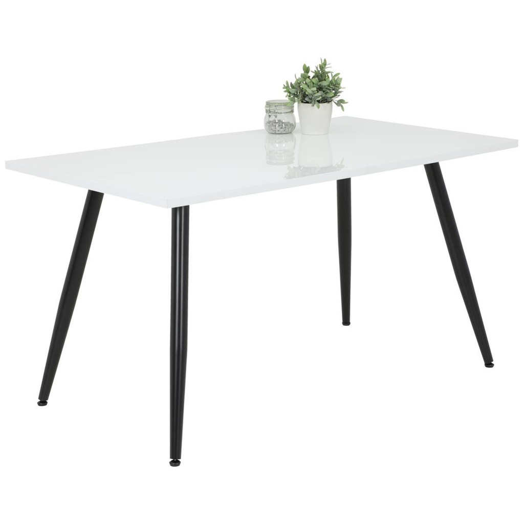 Esstisch ANIKA weiß Lack Hochglanz schwarz pulverbeschichtet Lack Hochglanz B/H/T: ca. 140x76x80 cm