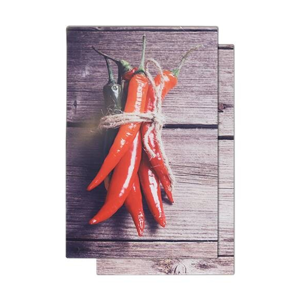 HI Herdblende-/Abdeckplatte Chili & Paprika Glas
