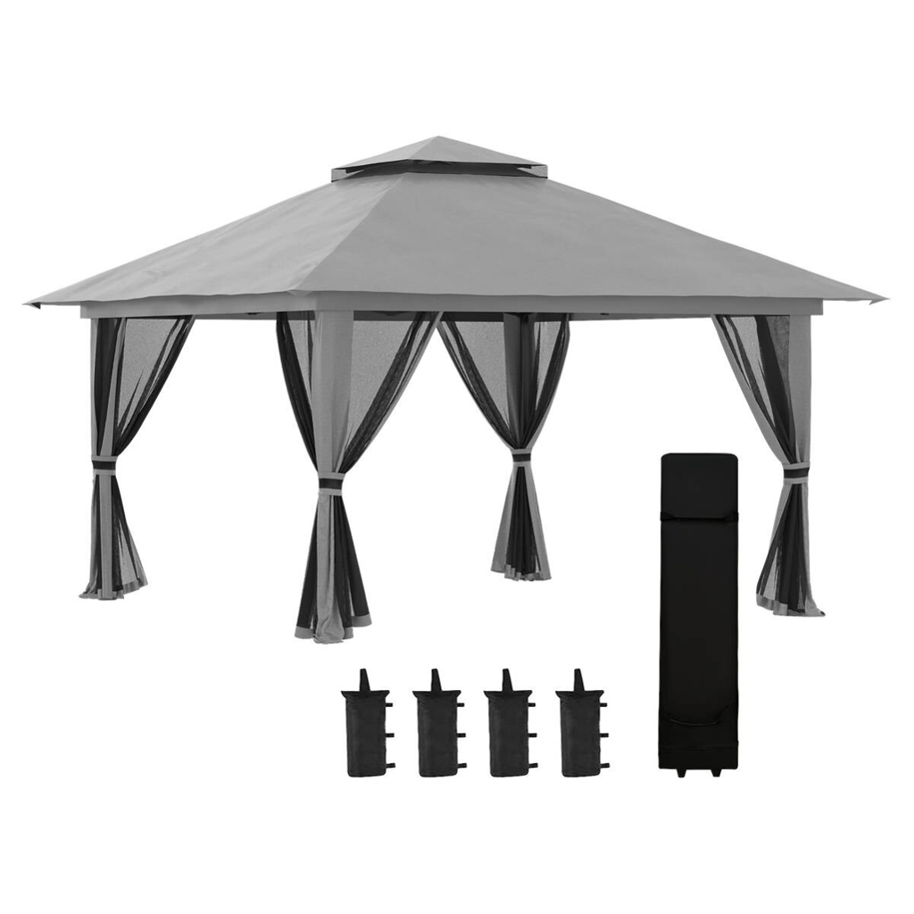 Outsunny Faltpavillon dunkelgrau Stoff B/H/L: ca. 392x283x392 cm