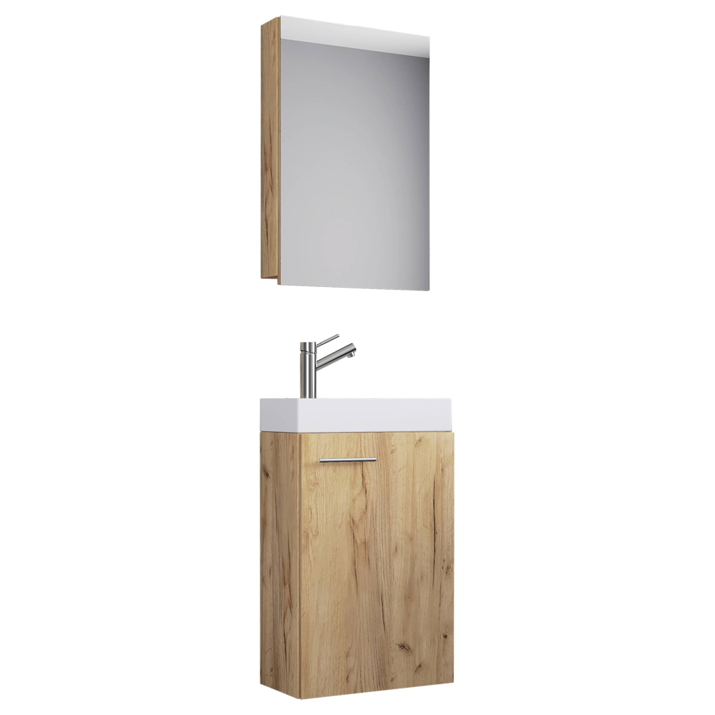 Waschplatz 3tlg-Slito Eiche Honig Nachbildung weiß B/H/T: ca. 41x130x22 cm